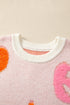 Textured Pumpkin Graphic Pullover Knit Sweater