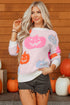 Textured Pumpkin Graphic Pullover Knit Sweater