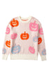 Textured Pumpkin Graphic Pullover Knit Sweater
