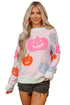 Textured Pumpkin Graphic Pullover Knit Sweater