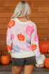 Textured Pumpkin Graphic Pullover Knit Sweater