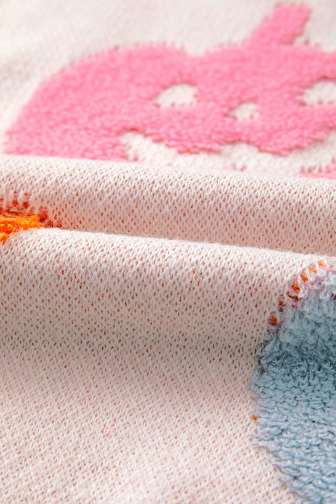 Textured Pumpkin Graphic Pullover Knit Sweater