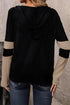 Textured Quarter Zip Drawstring Hooded Long Sleeve Top