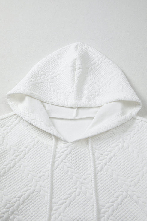 Textured Quilted Geometric Knit Pullover Hoodie