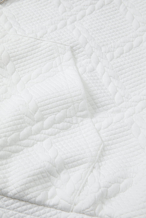Textured Quilted Geometric Knit Pullover Hoodie