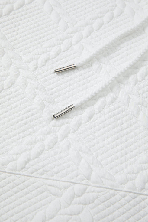 Textured Quilted Geometric Knit Pullover Hoodie