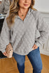 Textured Quilted Quarter Zip Pullover Hoodie
