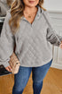 Textured Quilted Quarter Zip Pullover Hoodie