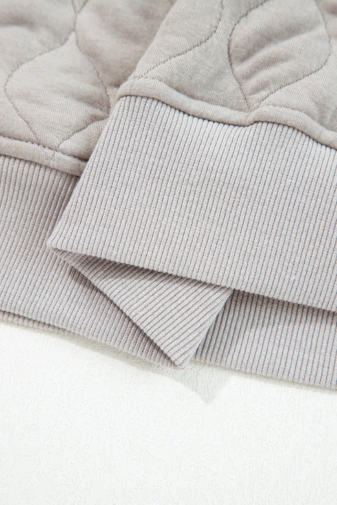 Textured Quilted Quarter Zip Pullover Hoodie
