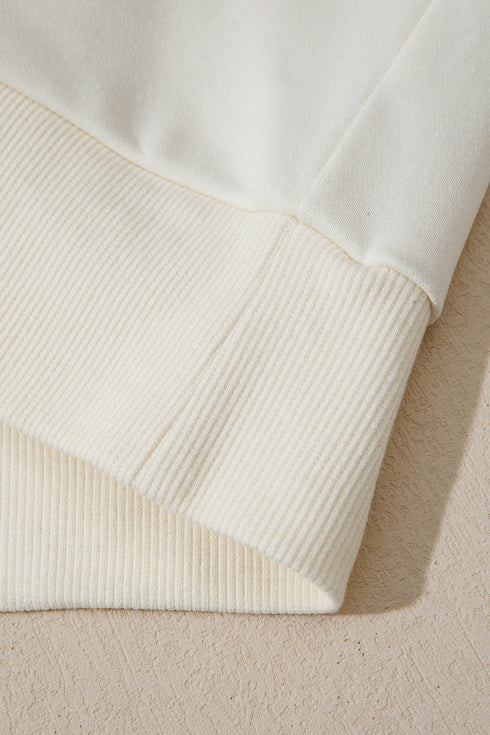 Textured Raglan Sleeve Half Zip Pullover Hoodie