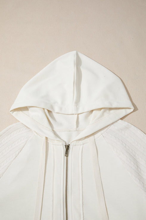 Textured Raglan Sleeve Half Zip Pullover Hoodie