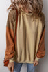 Textured Raglan Sleeve Mixed Media Pullover Sweatshirt