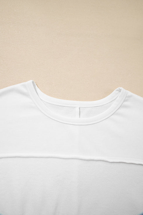 Textured Raw Seam Drop Shoulder Crewneck Pullover And Drawstring Wide Leg Pocket Lounge Set