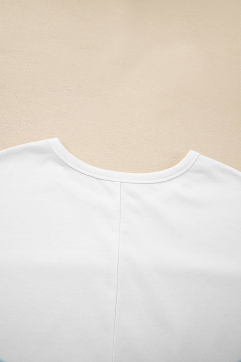 Textured Raw Seam Pullover And Drawstring Wide Leg Loungewear