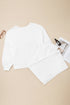 Textured Raw Seam Pullover And Drawstring Wide Leg Loungewear