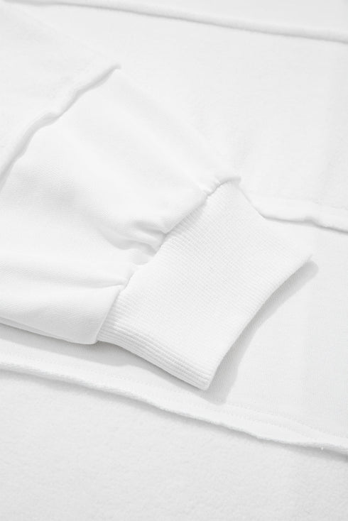 Textured Raw Seam Pullover And Drawstring Wide Leg Loungewear