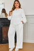Textured Raw Seam Pullover And Drawstring Wide Leg Loungewear
