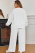 Textured Raw Seam Pullover And Drawstring Wide Leg Loungewear