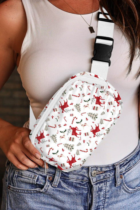 Textured Rectangular Wide Strap Adjustable Crossbody Bag