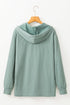 Textured Relaxed Fit Button Front Hooded Long Sleeve Top