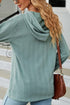 Textured Relaxed Fit Button Front Hooded Long Sleeve Top