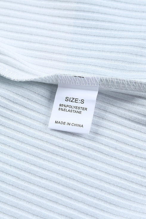 Textured Ribbed Contrast Block Crew Neck Long Sleeve Top