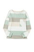 Textured Ribbed Contrast Block Crew Neck Long Sleeve Top