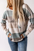 Textured Ribbed Contrast Block Crew Neck Long Sleeve Top