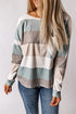 Textured Ribbed Contrast Block Crew Neck Long Sleeve Top