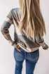 Textured Ribbed Contrast Block Crew Neck Long Sleeve Top