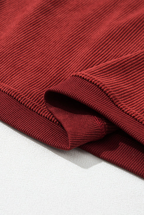 Textured Ribbed Corduroy Long Sleeve Oversized Sweatshirt