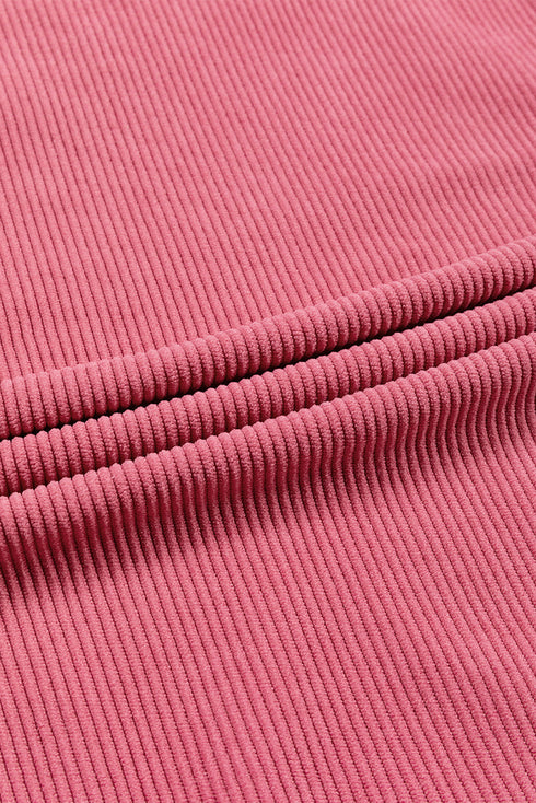 Textured Ribbed Corduroy Long Sleeve Oversized Sweatshirt