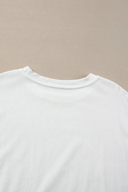 Textured Ribbed Corduroy Long Sleeve Oversized Sweatshirt