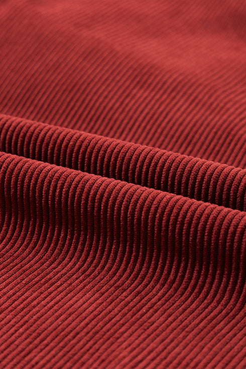 Textured Ribbed Corduroy Long Sleeve Oversized Sweatshirt