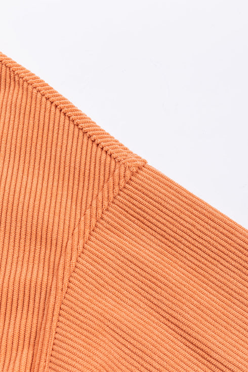 Textured Ribbed Corduroy Long Sleeve Oversized Sweatshirt