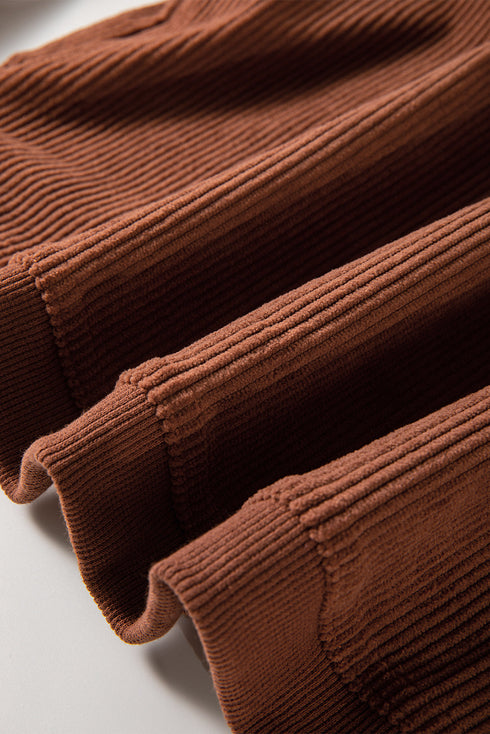 Textured Ribbed Corduroy Long Sleeve Oversized Sweatshirt