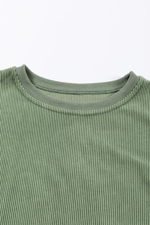 Textured Ribbed Corduroy Long Sleeve Oversized Sweatshirt