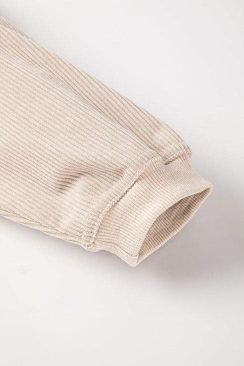 Textured Ribbed Corduroy Long Sleeve Oversized Sweatshirt