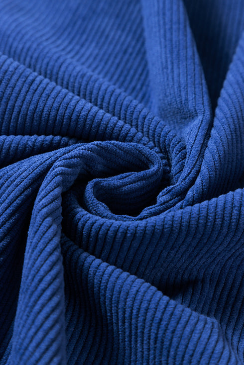 Textured Ribbed Corduroy Long Sleeve Oversized Sweatshirt