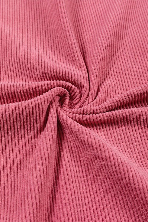 Textured Ribbed Corduroy Long Sleeve Oversized Sweatshirt