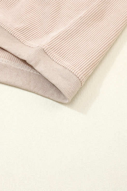 Textured Ribbed Corduroy Long Sleeve Oversized Sweatshirt
