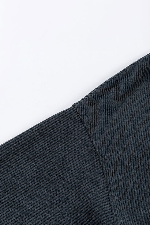 Textured Ribbed Corduroy Long Sleeve Oversized Sweatshirt