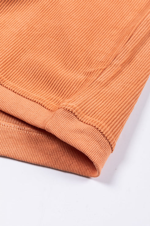 Textured Ribbed Corduroy Long Sleeve Oversized Sweatshirt