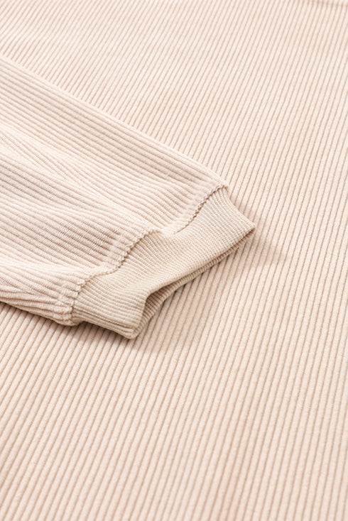 Textured Ribbed Corduroy Long Sleeve Oversized Sweatshirt
