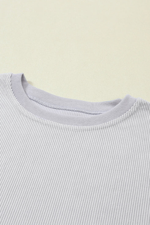 Textured Ribbed Corduroy Long Sleeve Oversized Sweatshirt