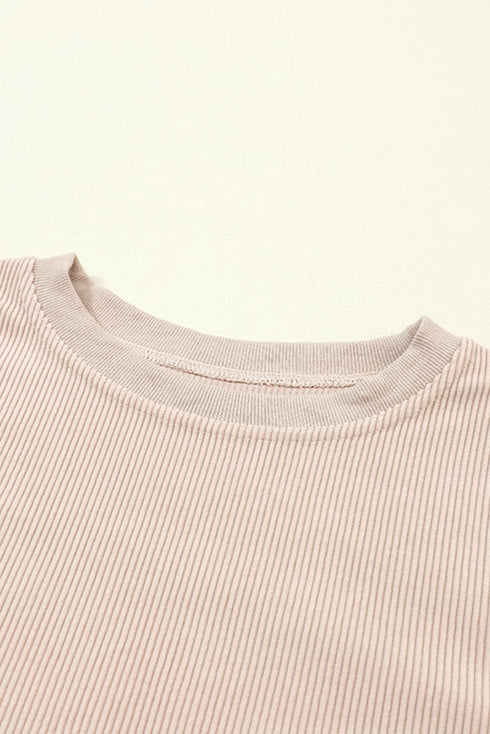 Textured Ribbed Corduroy Long Sleeve Oversized Sweatshirt
