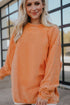 Textured Ribbed Corduroy Long Sleeve Oversized Sweatshirt