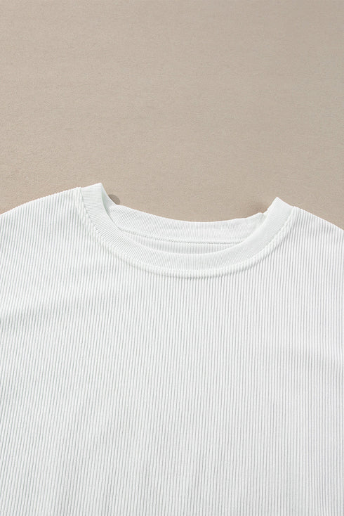Textured Ribbed Corduroy Long Sleeve Oversized Sweatshirt