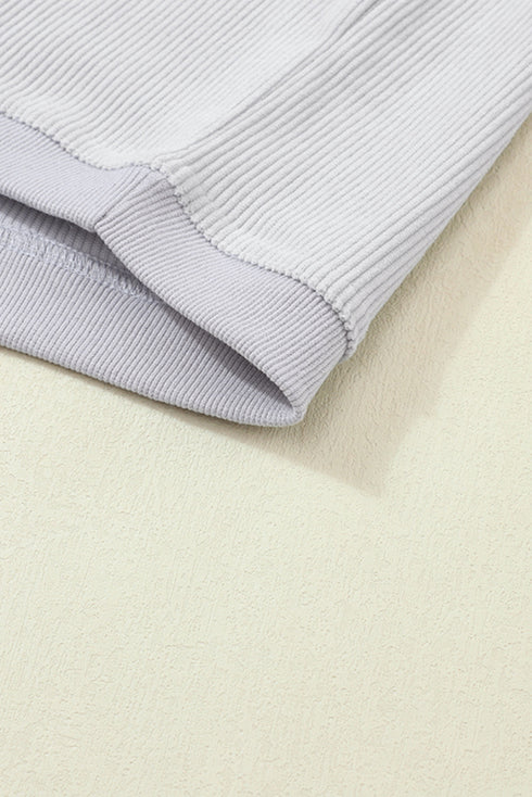 Textured Ribbed Corduroy Long Sleeve Oversized Sweatshirt