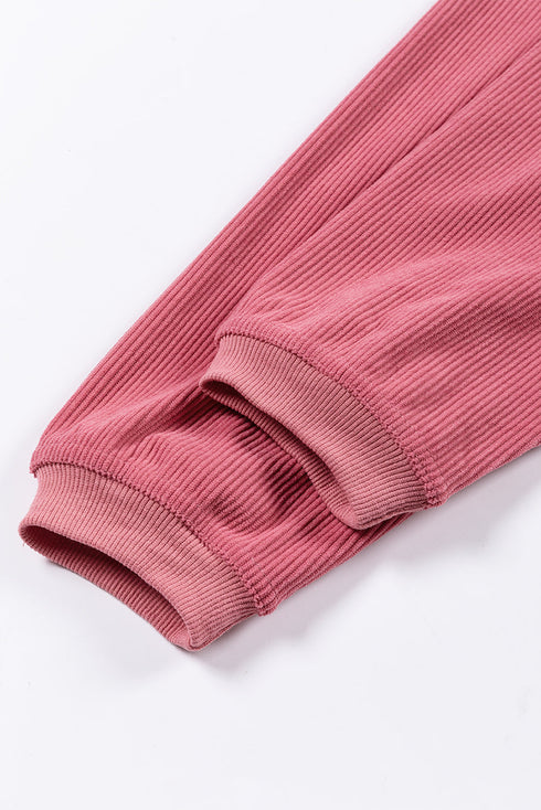 Textured Ribbed Corduroy Long Sleeve Oversized Sweatshirt